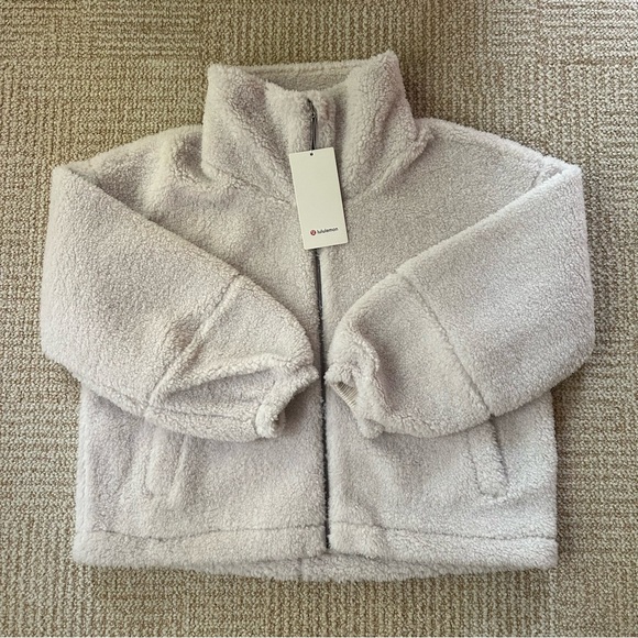 NWT Lululemon Cinchable Fleece Zip-Up Jacket in White Opal - Size 12 - Picture 12 of 14